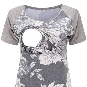 Nursing short sleeve shirt, floral print